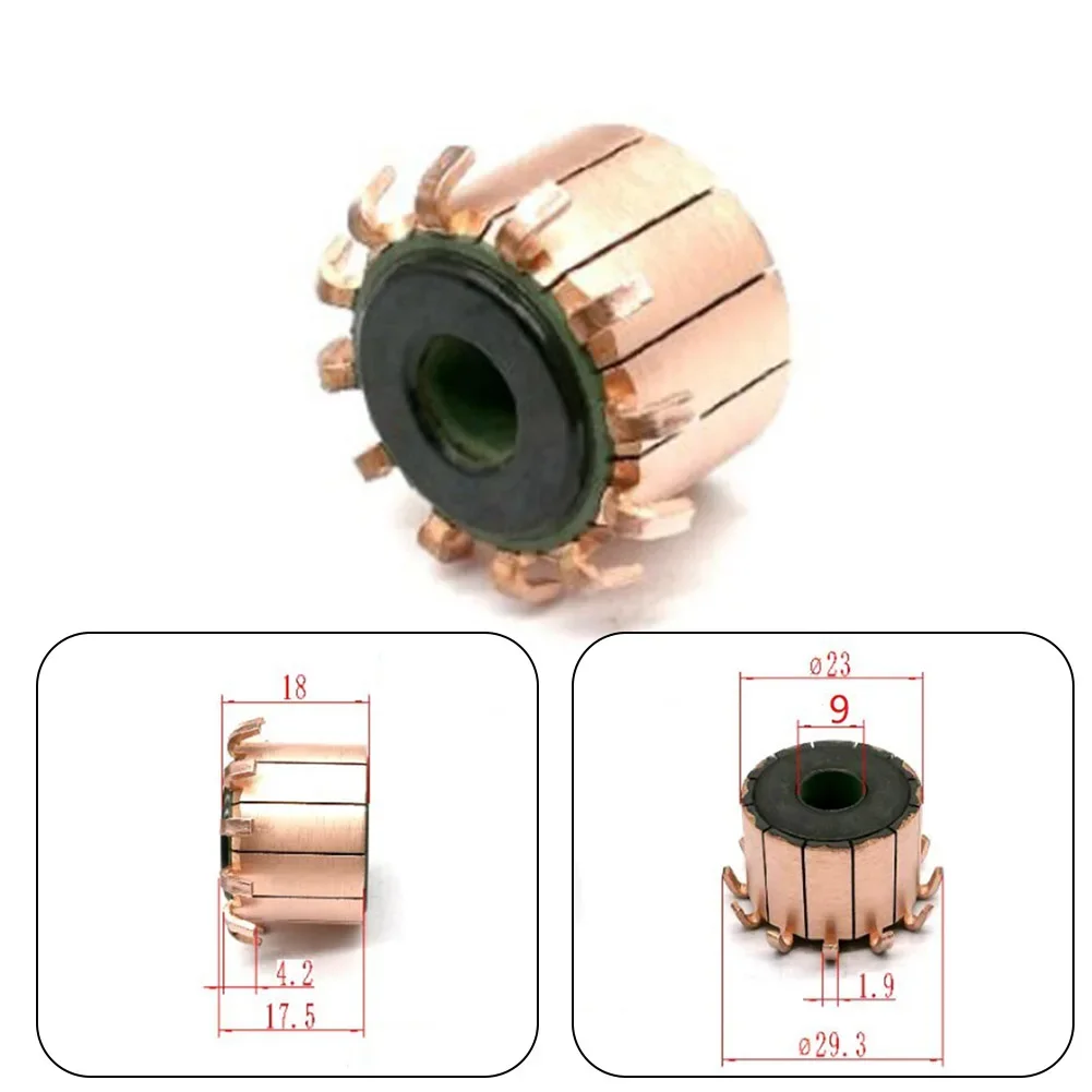 

For DC Motor Commutator 12P Teeth Gear 9*23*17.5(18)mm High Tensile Strength Silver Copper Practical High Quality