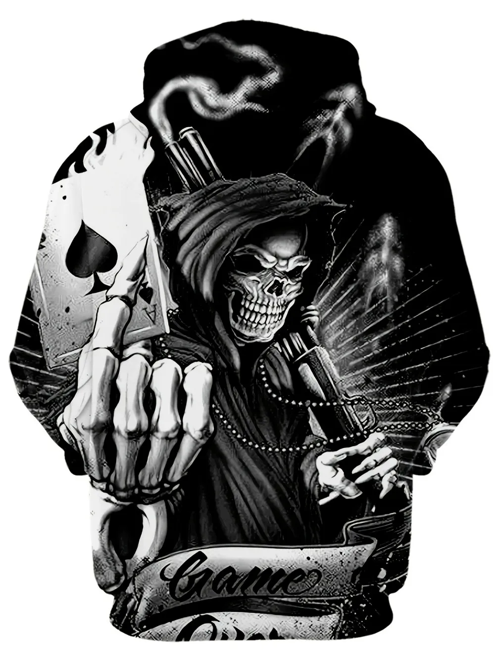 Autumn European and American new men's skull print comfortable and breathable hooded sweatshirt outdoor high street clothing