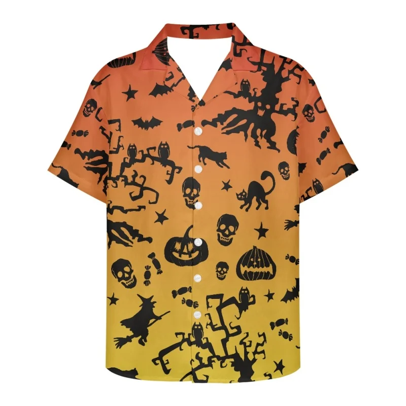 

Hycool Halloween Pattern Color Slim Fit Men's Business Clothing Items For Men Casual Hawaiian Anime Shirt 2023 New Arrivals