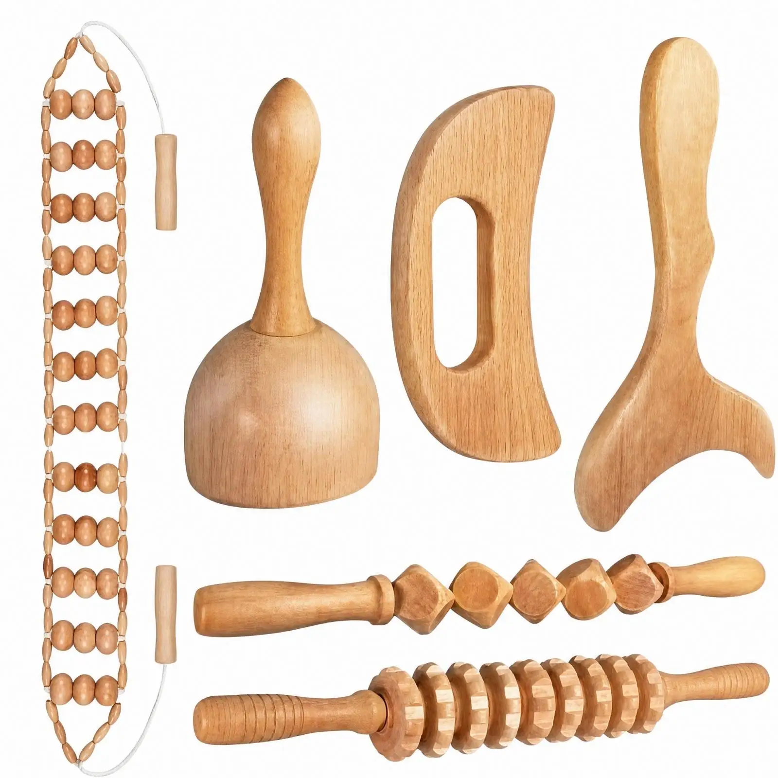 Handheld Wood Body Scraper Massage Tool for Meridian Muscle Relaxation Home Use