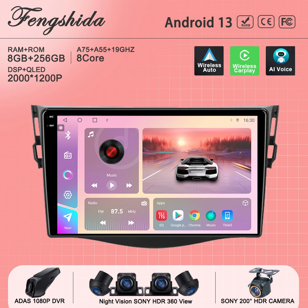 

Android 13 For Toyota RAV4 3 XA30 2005-2013 Car Radio Multimedia Player Navigation No 2 Din DVD WIFI Stereo head Unit Screen DSP