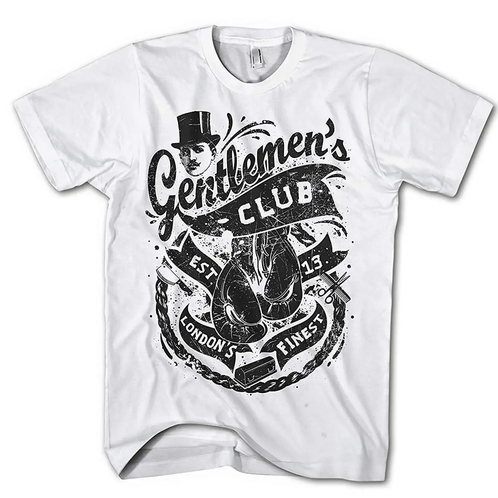 Men's T Shirt Gentleman Boxing Club London Punk Old School vintage Washed fashion graphic Slightly Breathable homme Comfortable