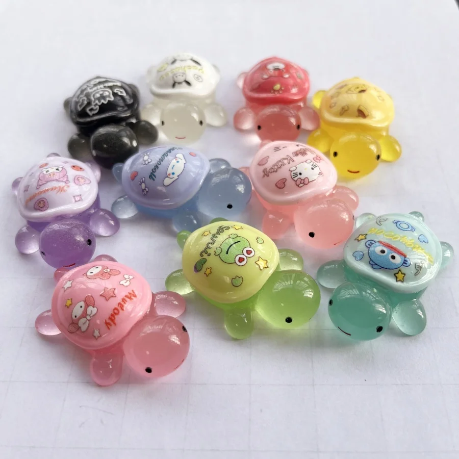 2 pieces/lot Kavay luminous turtle resin flat back decorative figurines DIY jewelry hair accessories resin crafts