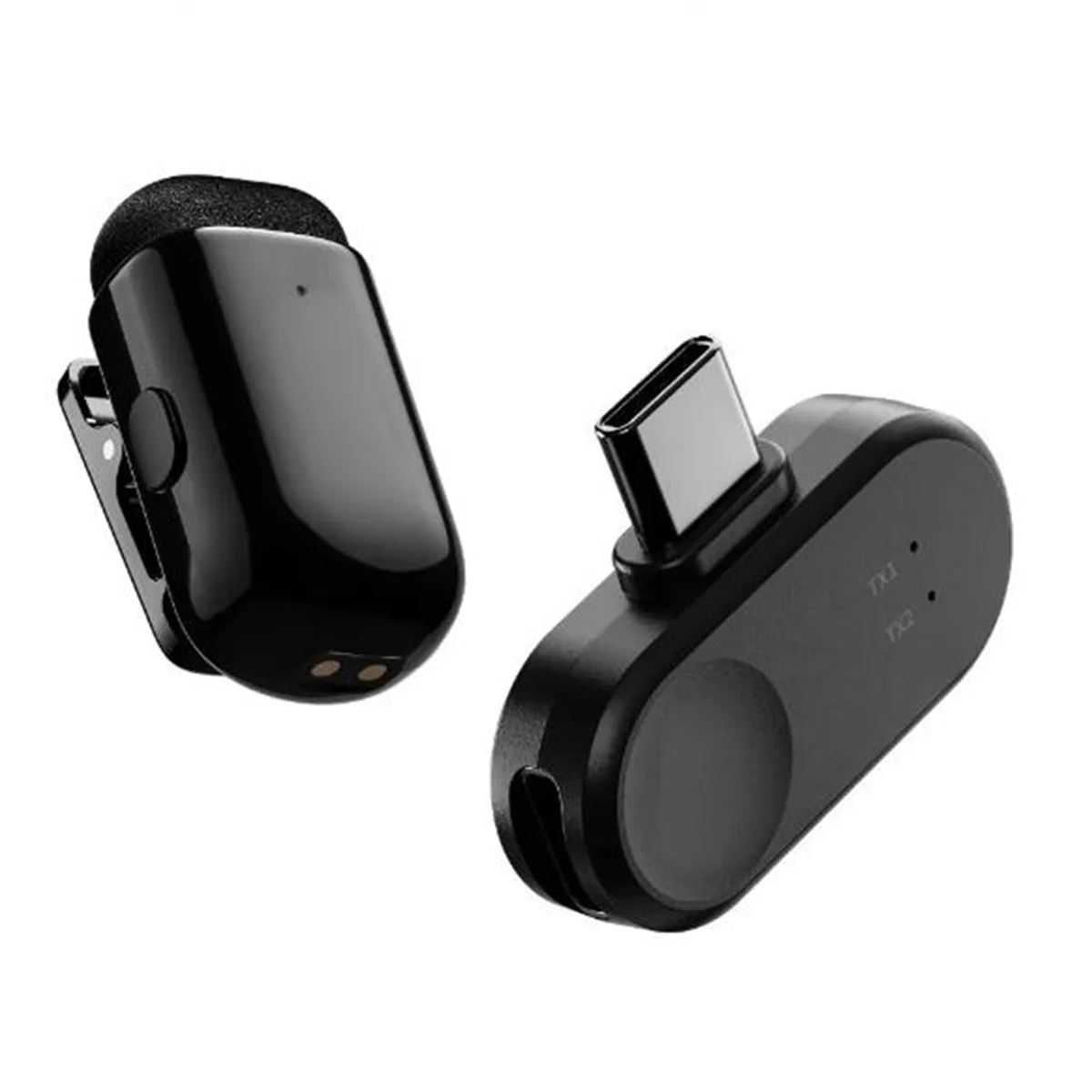 2025+ ميكروفون لاسلكي مع إعداد تطبيق إلغاء الضوضاء لتسجيل الصوت والفيديو من النوع C