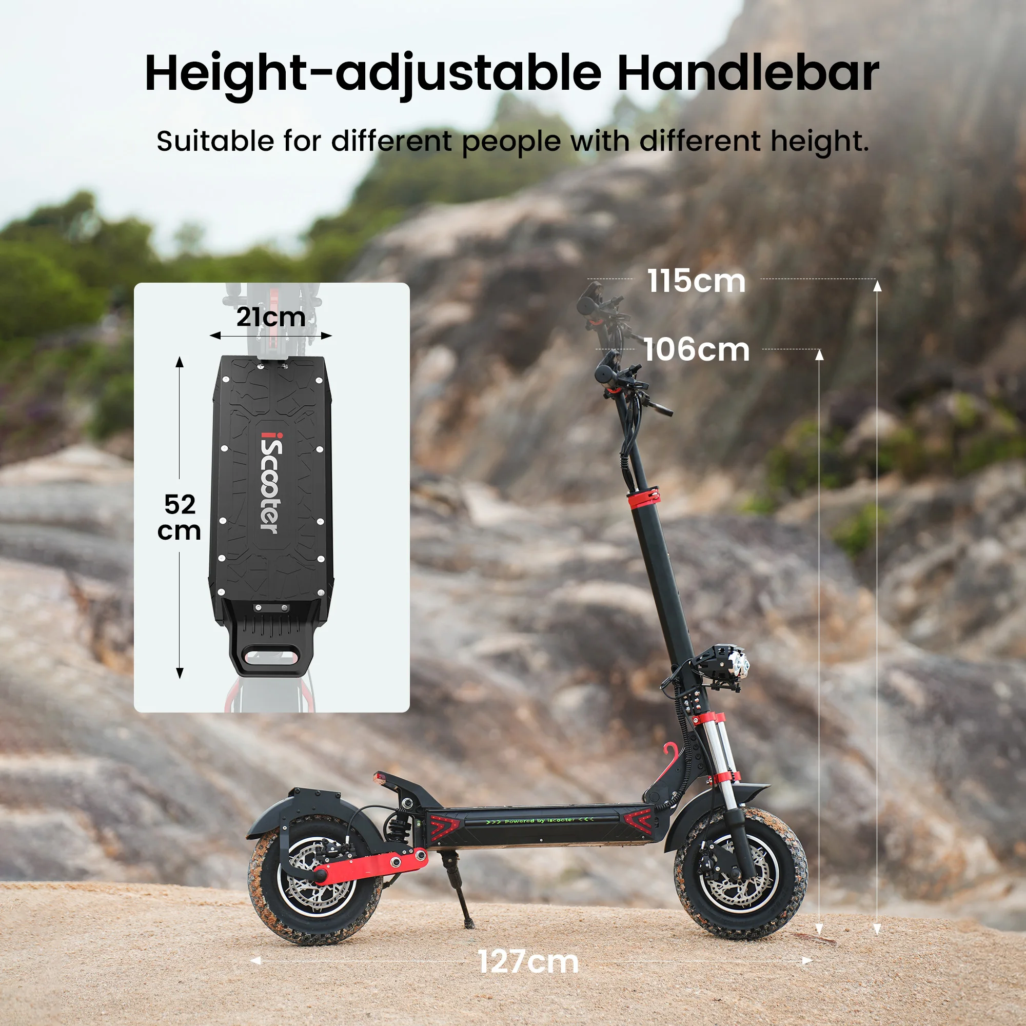 IScooter IX8 Premium-Edition Elektroroller für Erwachsene 48V 20Ah 12 Zoll Offroad-Luftreifen 70 km Reichweite – Detail 4