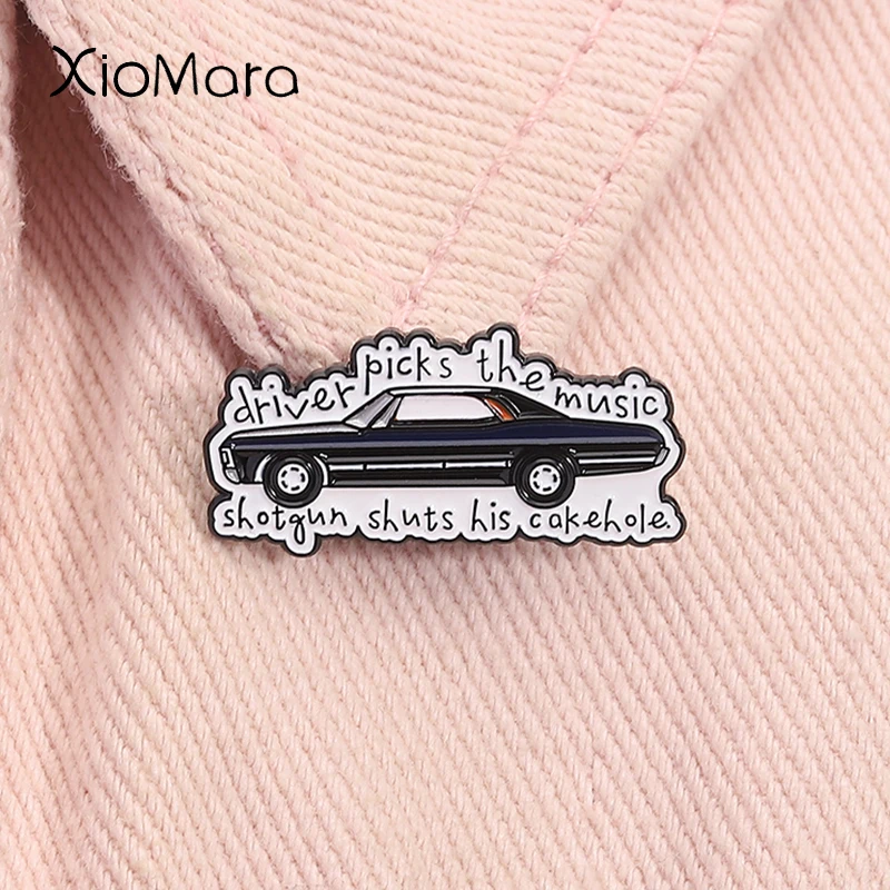 Broche en émail pour émission de télévision surnaturelle, pilote, pics le pistolet musical, manque son trou, broche en métal, Badge à revers, bijoux cadeau pour amis