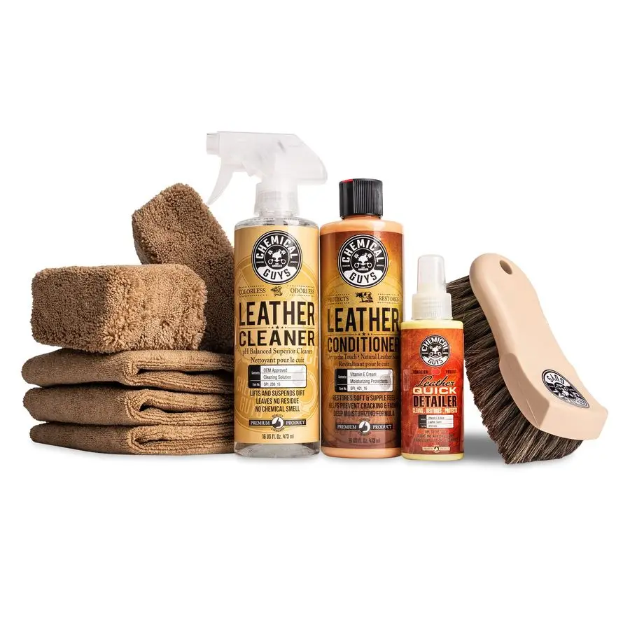 

Guys Leather Cleaner and Conditioner Detailing Kit Leather Care Kit For Natural, Synthetic, Faux, Pleather, and More for Car Int