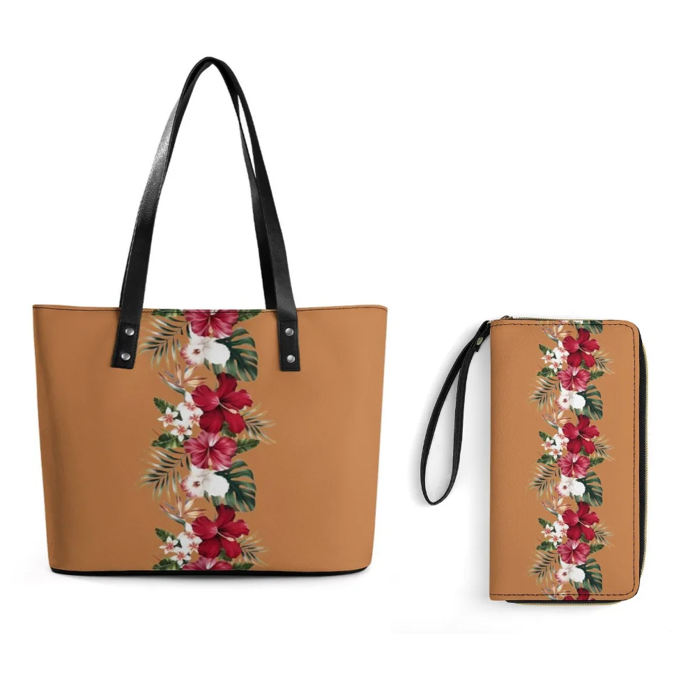 

Женская полинезийская модная сумка и кошелек, набор настраиваемой сумки, сумка через плечо, рюкзак большой вместимости