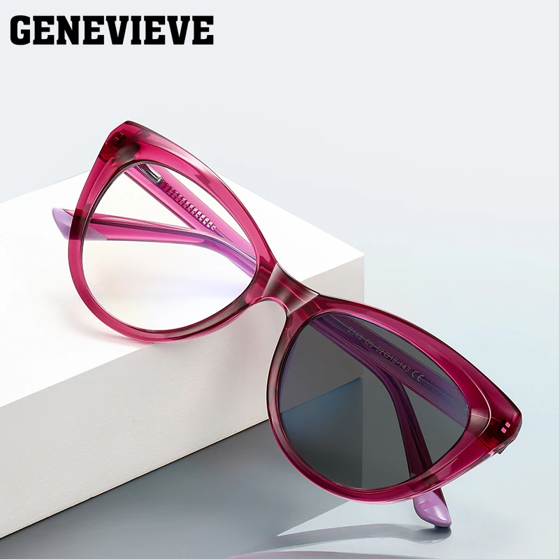 

GENEVIEVE Simple Cat's Eye Fashion Design Women's Eyeglasses Anti-Blue Light Photochromic Glasses Customizable Prescription