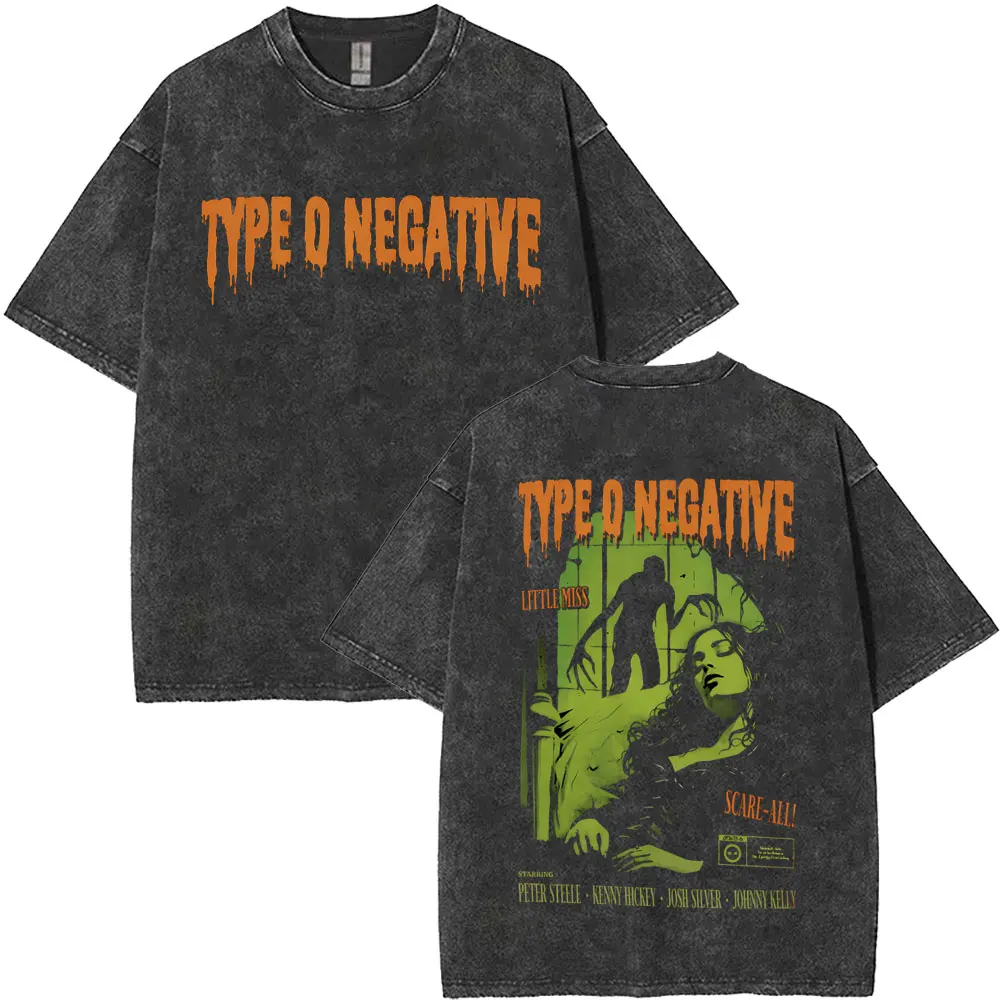 

Limited Washed Vintage Type O Negative Graphic T-shirt Men Women Retro Gothic Rock Metal T Shirts Male Casual Oversized T-shirts