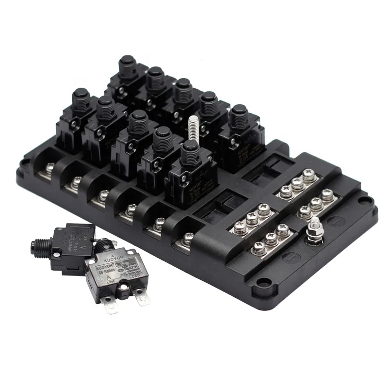 ONEGOL Waterproof Bakelite 12-Way Circuit Breaker Box LED Indicator 32V DC Negative Terminal Car Marine Fuse Components Bus