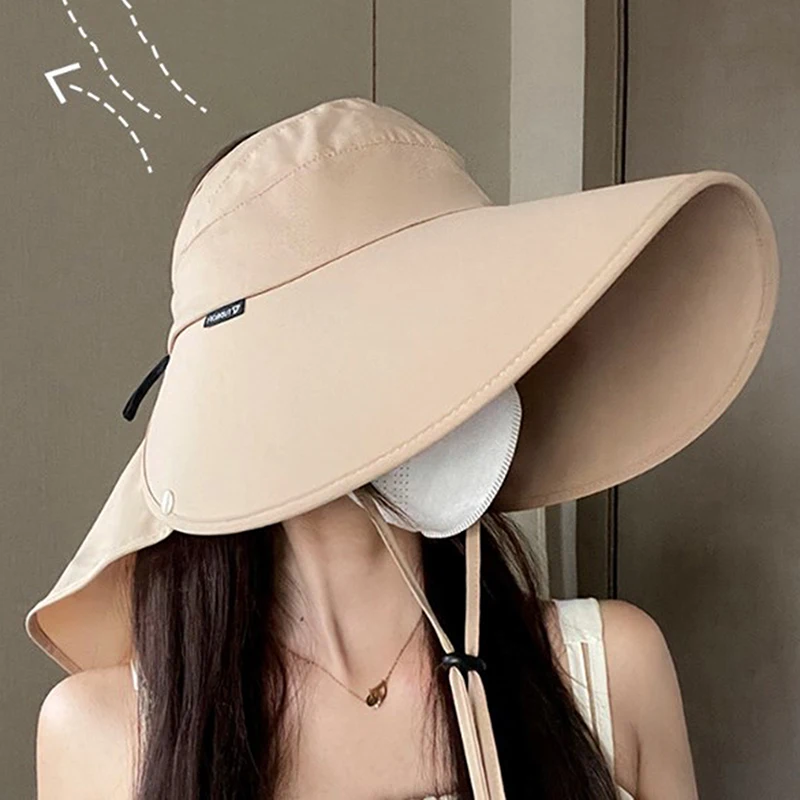 Sun Hat Large Brim Summer Cover Full Face Empty Top Hat Cycling Outdoor Climbing Sun Hat