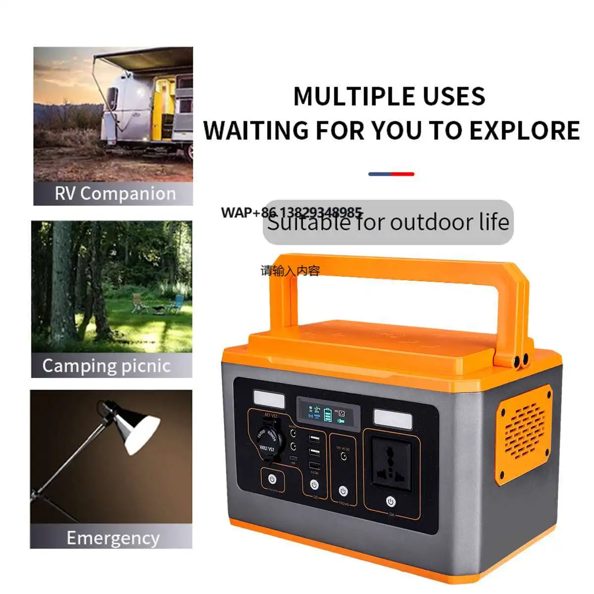 Outdoor camping 500W solar generator power pack 110V 220V portable power station with solar panels