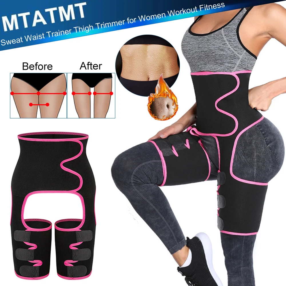 MTATMT Sweat Waist Trainer Thigh Trimmer for Women Workout Fitness High Waist Butt Lifter Shapewear Belt 3 in 1 Adjustable Belt