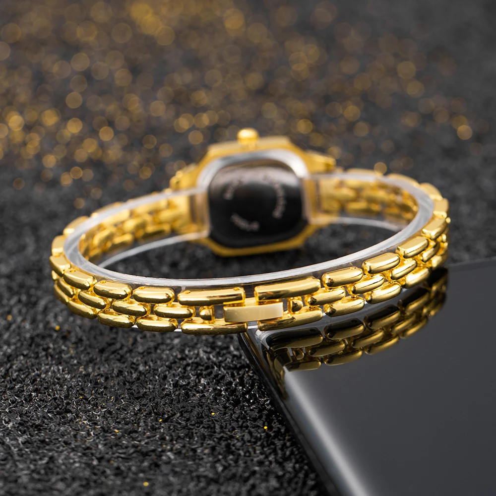 Orologi da donna quadrati piccoli alla moda Orologio al quarzo dorato di marca di lusso Donna Orologi da polso da donna semplici ed eleganti Orologio Reloj Mujer