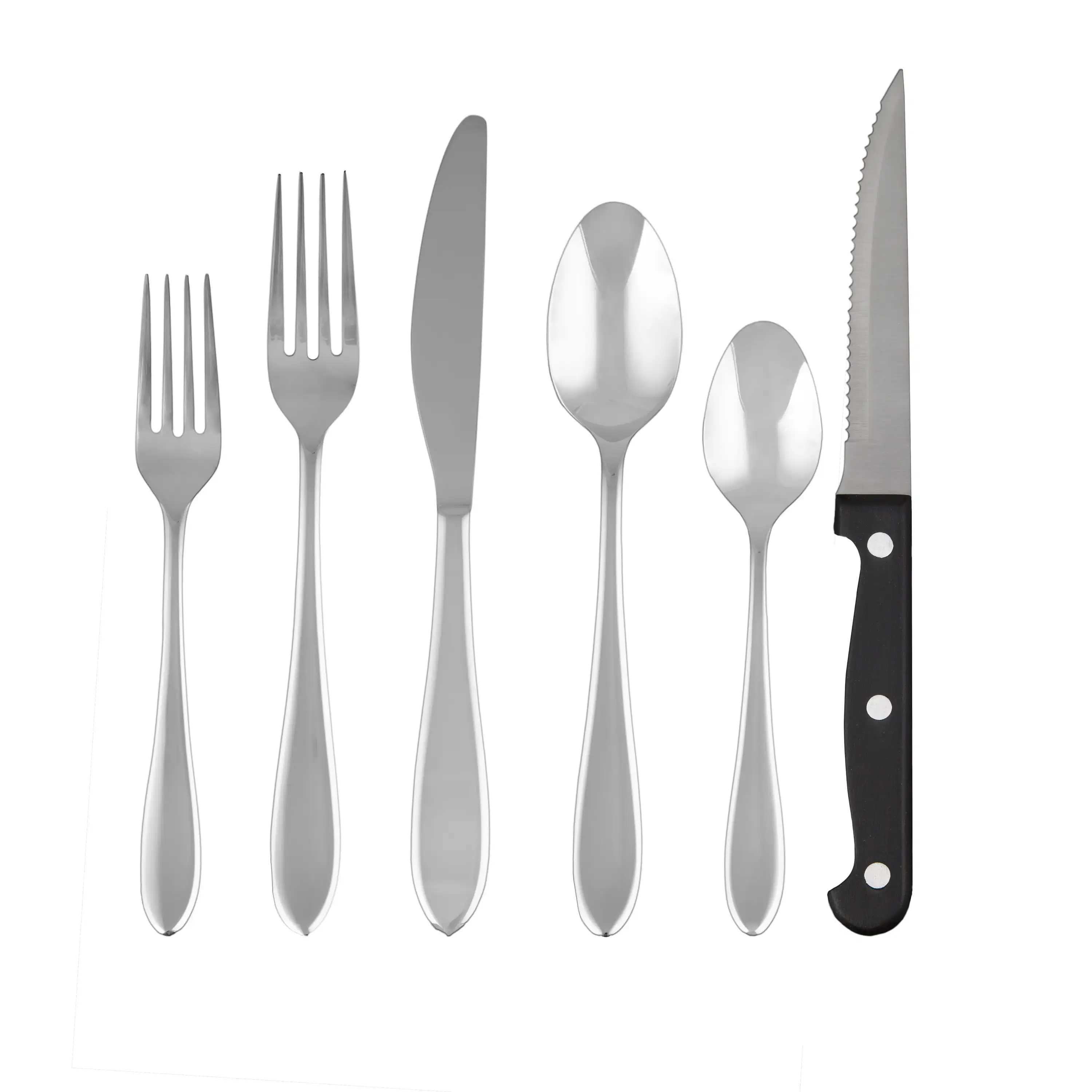 

Cambridge Piccante Mirror 36-Piece Stainless Steel Flatware Set with Steak Knives (Service for 6)