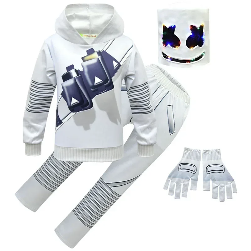 Conjunto de disfraces de Halloween para niños, ropa de Cosplay de payaso, Fortnite, juego de fiesta, tocado Led, DJ, nuevo