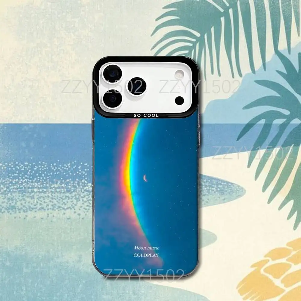 حافظة هاتف C-COLDPLAY-eS Moon Music لهاتف iPhone 17,16,15,14,13,12,X,8,Pro,Max,Plus,SE4,Air, Mini HD Black IMD Matte