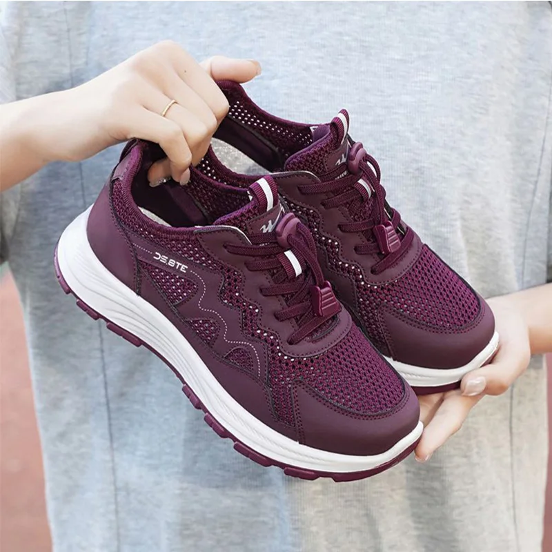 Spring Summer Shoes Women Sneakers Breathable Mesh Shoes Thick Sole Soft Comfortable Walking Shoes Ladies Casual Sneakers D1048