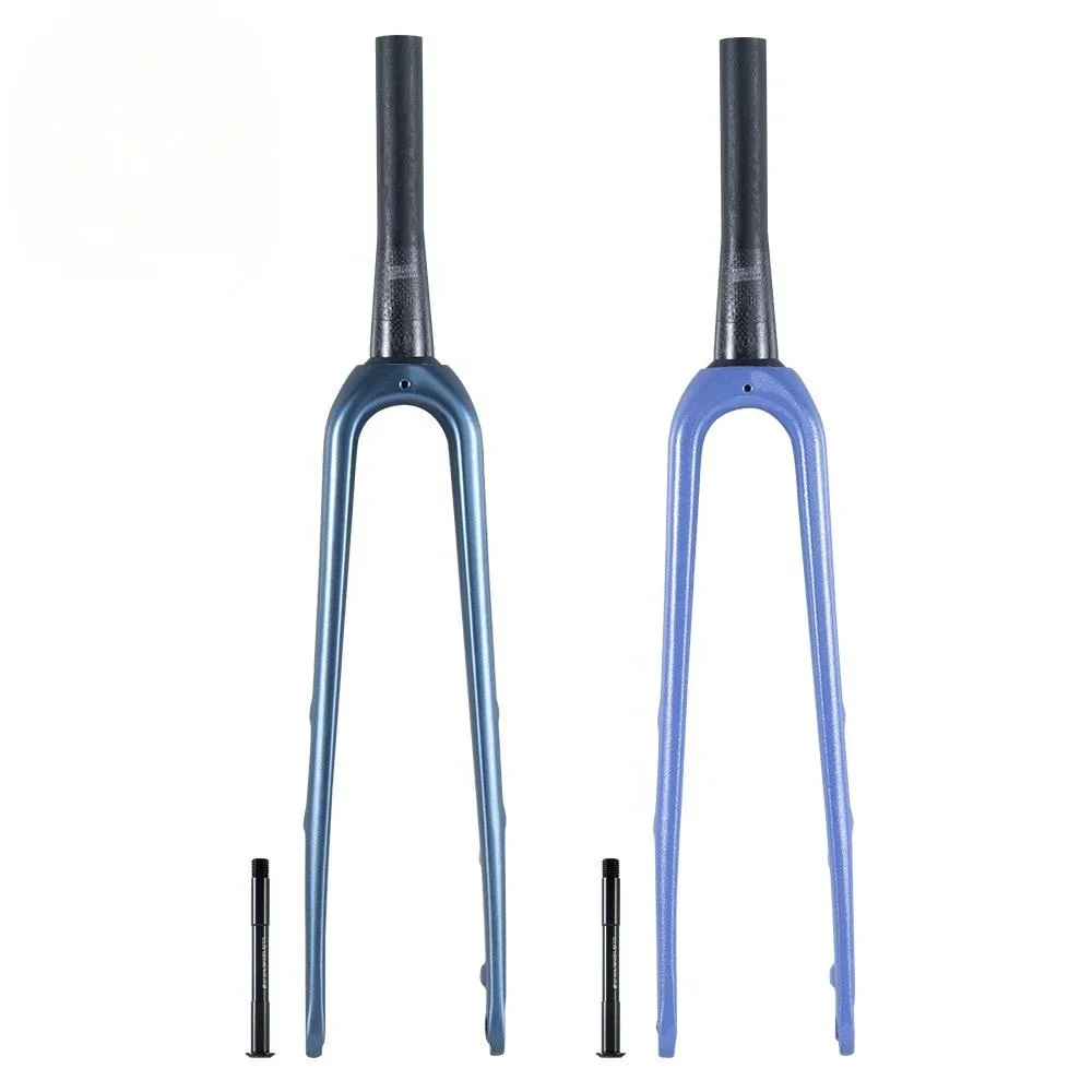 

Top Quality Carbon Fiber Road Bike Front Fork Tampered Tube Front Fork 700C Off-road Thru Alex Front Fork Riding Bike Accessory