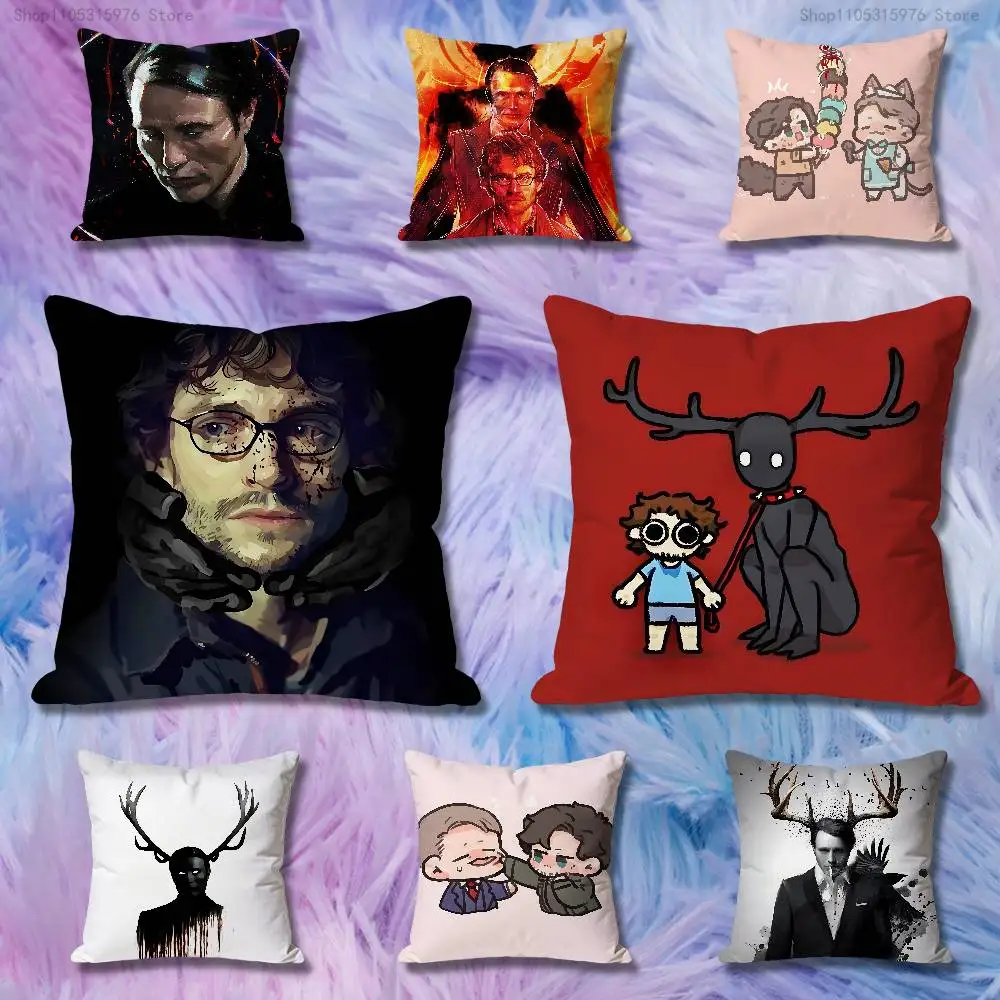 

H-Hannibals-S TV Anime Celebrity Merchandise All-Match Printed Pillow Case Sofa Car Office Room Decoration Protector