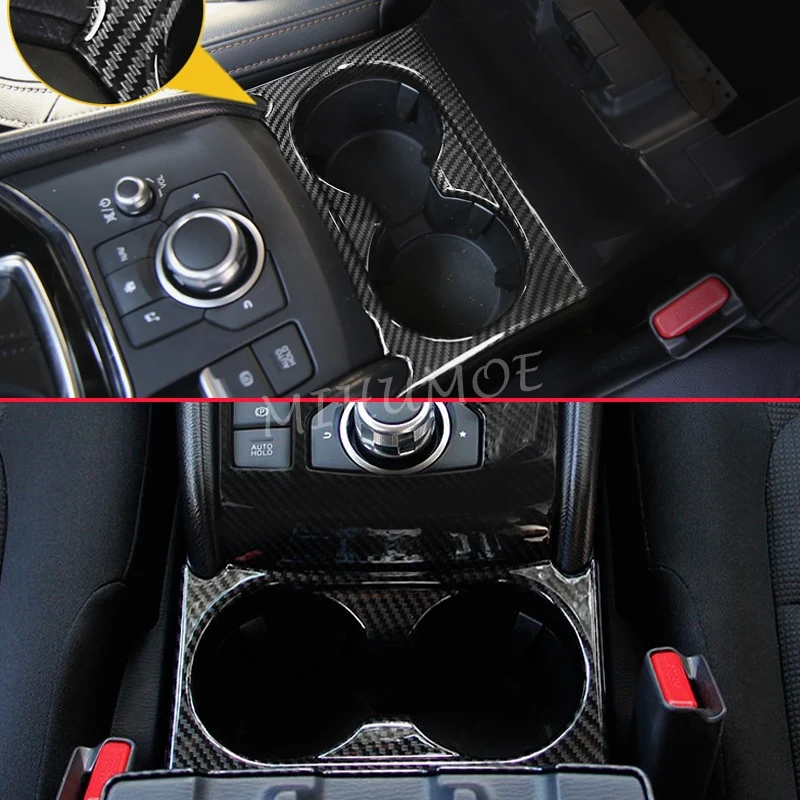 For 2017-2024 Mazda CX-5 KF Carbon Fiber Cup Holder Drink Surround Styling Cover Car Interior Decoration