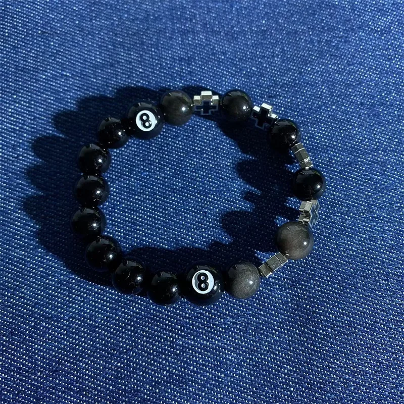 Neue Billard Perlen Schwarz 8-Hand Armband Damen Männer Kreuz Glück Mode Schmuck Zubehör – Detail 8