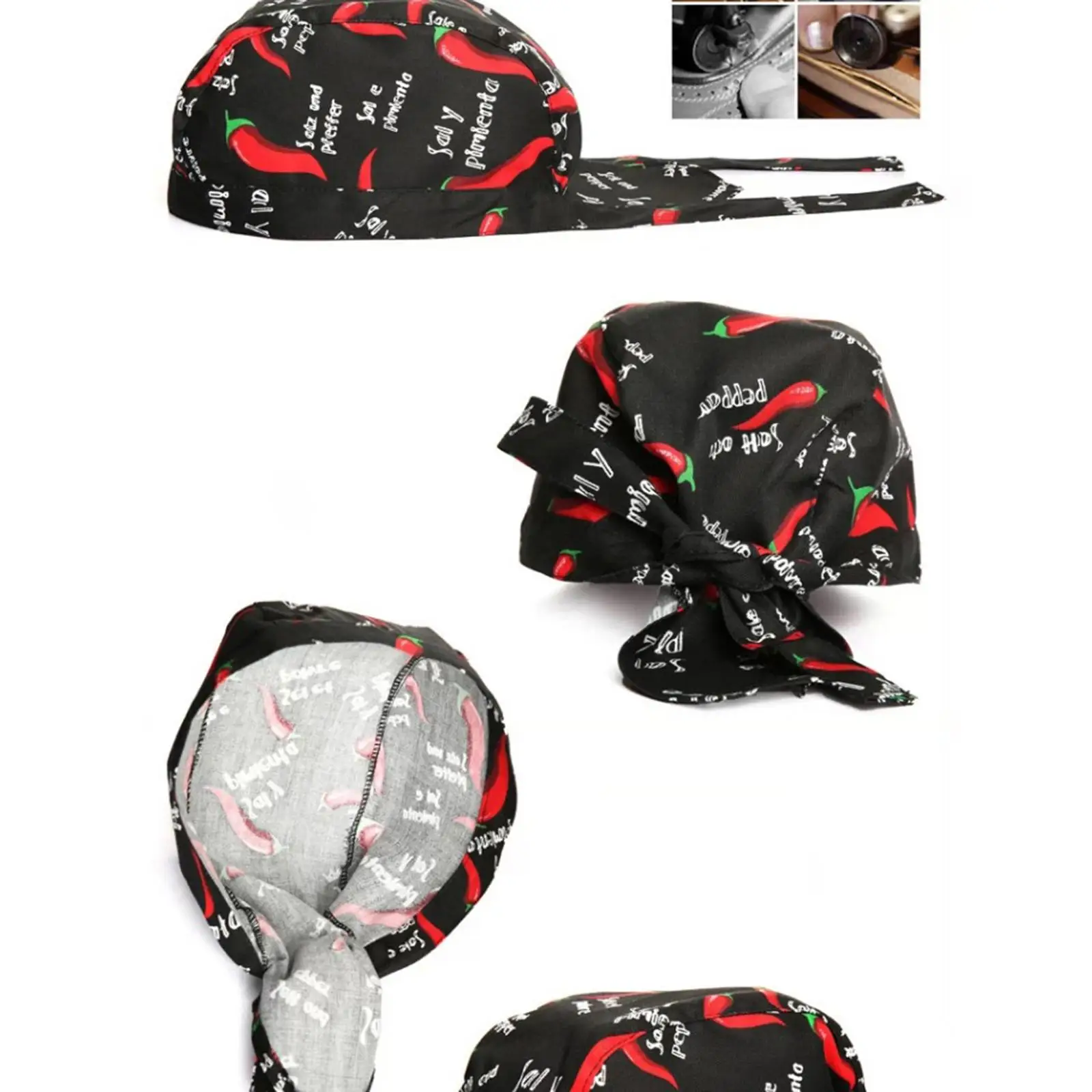 Chef Working Cap with Adjustable Tie Back Hat for Adults Breathable Polyester Kitchen Restaurant Bakery Food Service Hair Cover