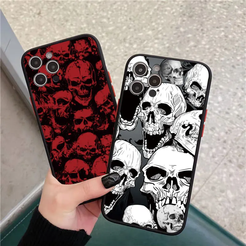 Fashin Skeleton Skull Cassa Del Telefono Per iPhone 16 15 12 13 Mini 11 14 Plus Pro MAX 7 8 Plus SE 2020 XR X XS Antiurto Della Copertura Posteriore