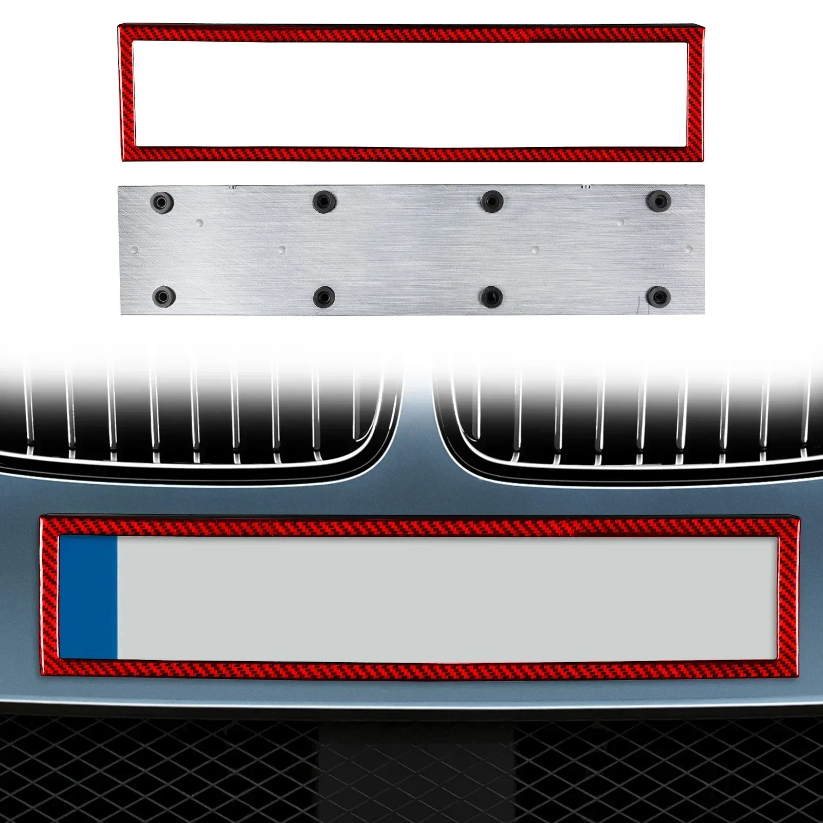 1 Pcs License Plate Frame For Europe Europen Union Standard Carbon Fiber Style Car Exterior Accessories Decorative Modification