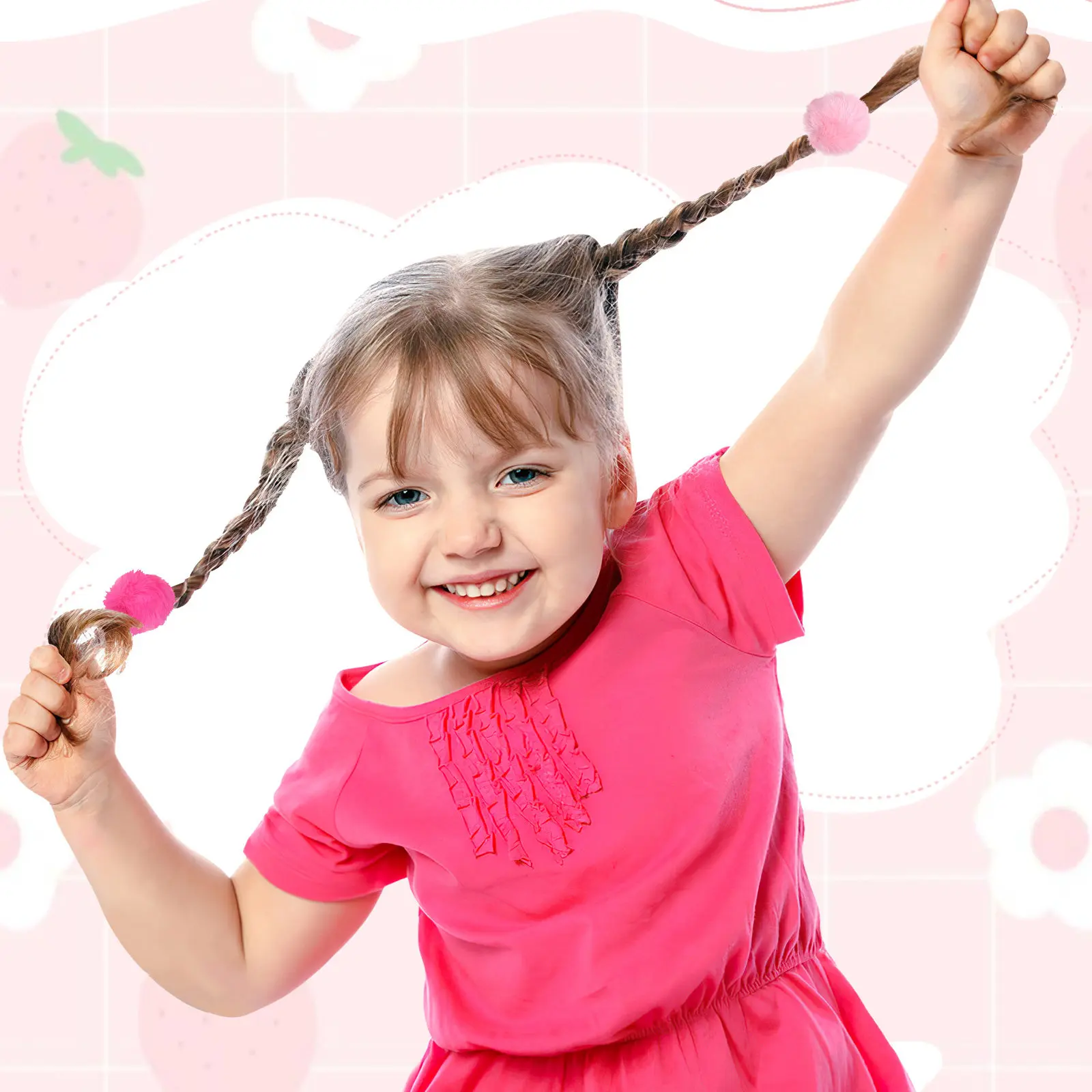 

22Pcs Elastic Hair Ties Pom Pom Balls Soft Hair Bands for Girls Ponytail Holders Decorative Accessories Ponytail Holder