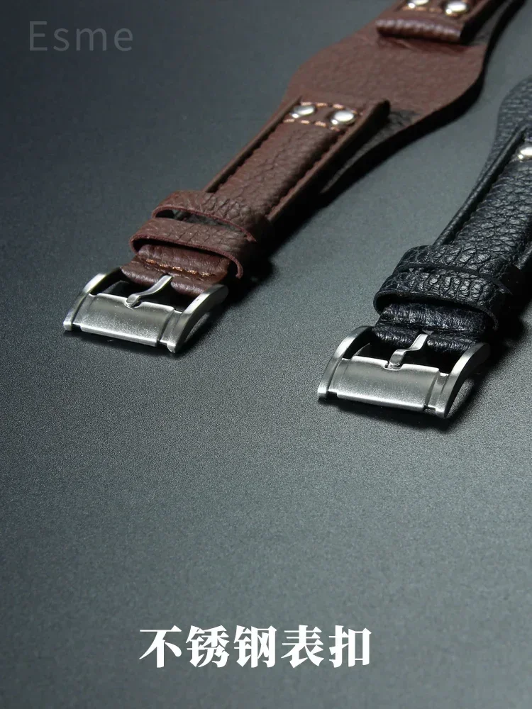 Untuk fosil Ch2564 Ch2565 Band gelang jam pria kulit asli terintegrasi hitam cokelat aksesoris terintegrasi 22mm