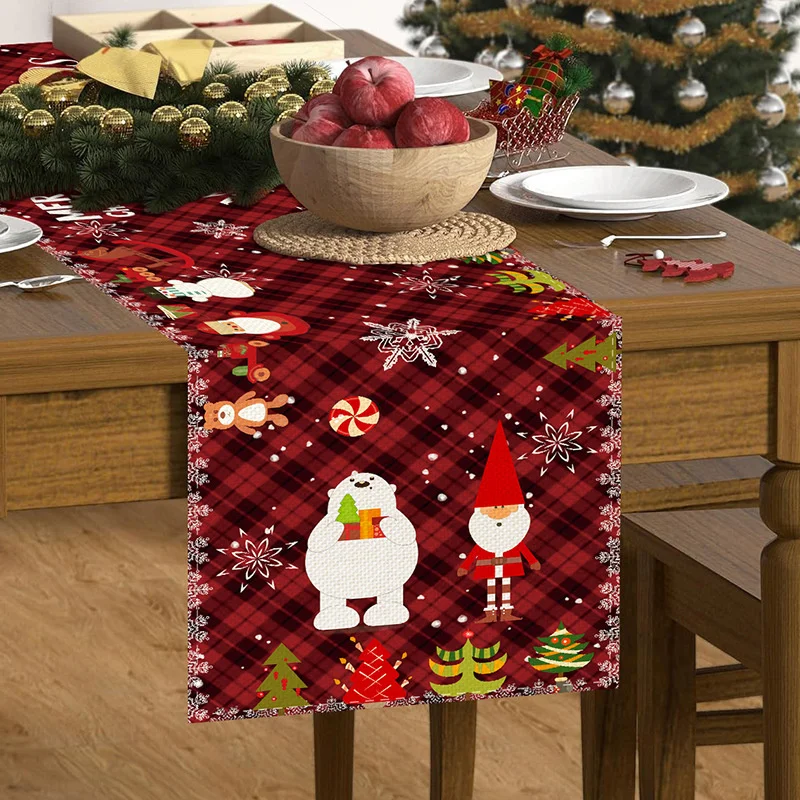 Linen Christmas Table Runner Snowman Xmas Tree Home Dining Table Cover Tablecloth 2024 Navidad Noel Christmas Decorations 2025