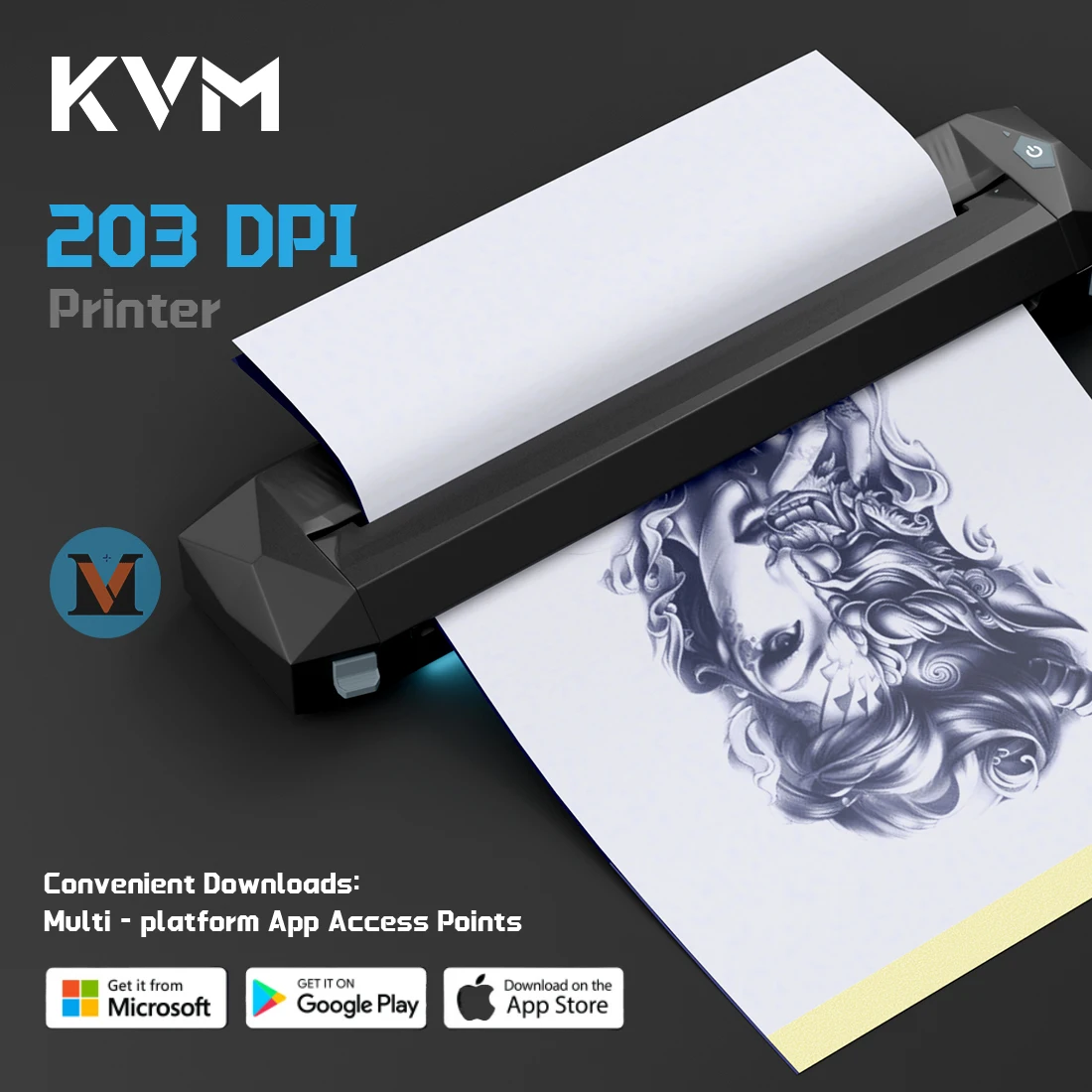 Portable KVM Tattoo Transfer Stencil Printer Wireless Bluetooth Thermal Copier Machine 12 Languages Support USB Charging
