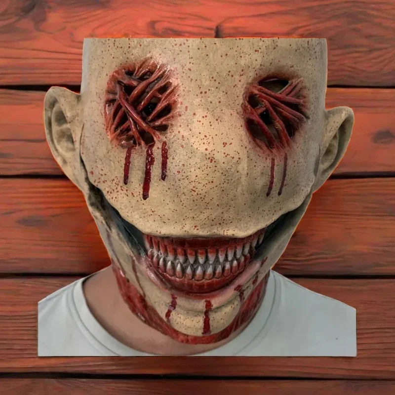 2025Halloween Bloederig Gezichtsloos Bloederig Horror Clown Masker Volwassen Monstermasker Volledig Gezicht Lattice Kostuumfeest