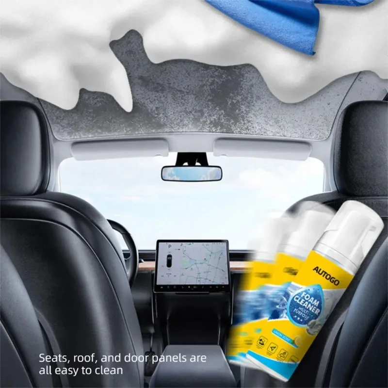 Multipurpose Foam Cleaner For Car Interior Foam Cleaner With Sponge Leather Seats White Shoes Stain Remover Non-Rinse Foam