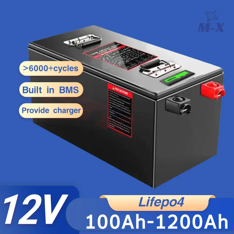 

12V 100Ah 200Ah 300Ah 400Ah 600Ah 800Ah 1000Ah 1200Ah Rechargeable Lifepo4 Battery for Off-Grid UPS Solar System Inverter RV