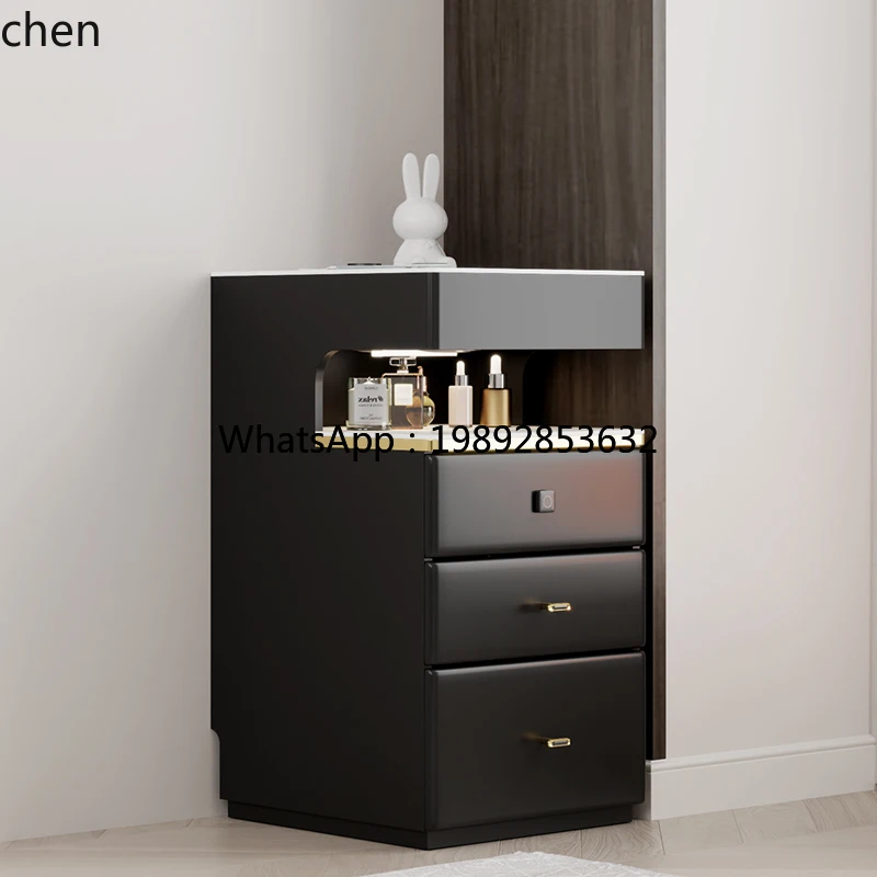 smart bedside table high with lock wireless charging bluetooth speaker chest extremely narrow