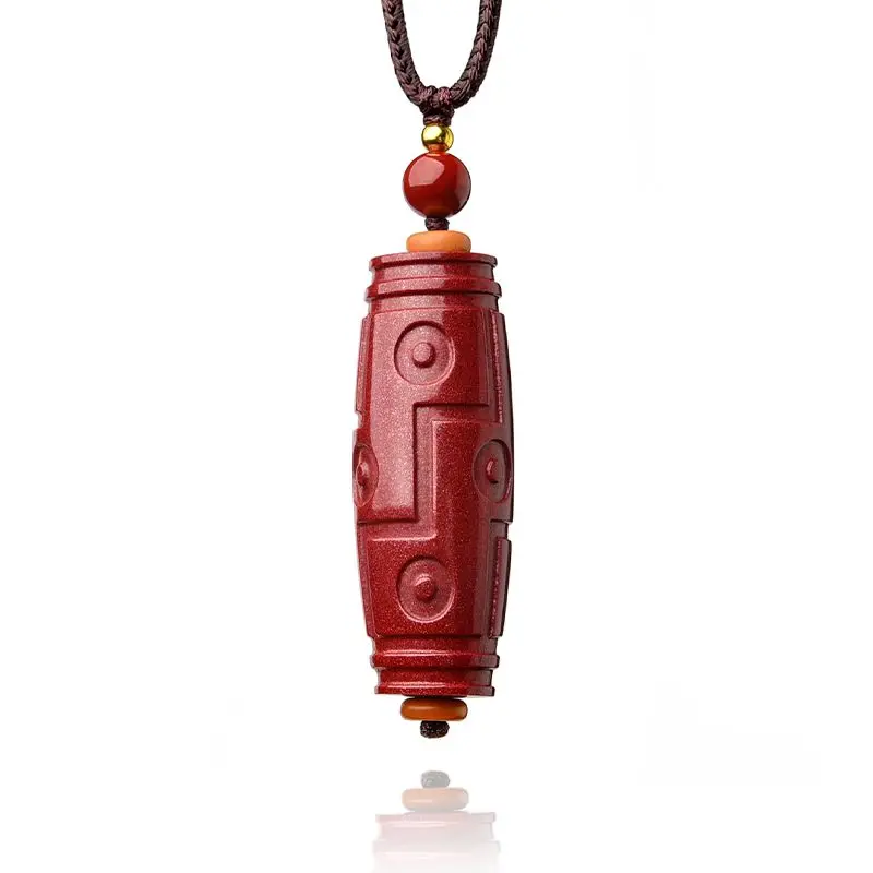 

Cinnabar Nine Eyes Dzi Bead Pendant Keychain