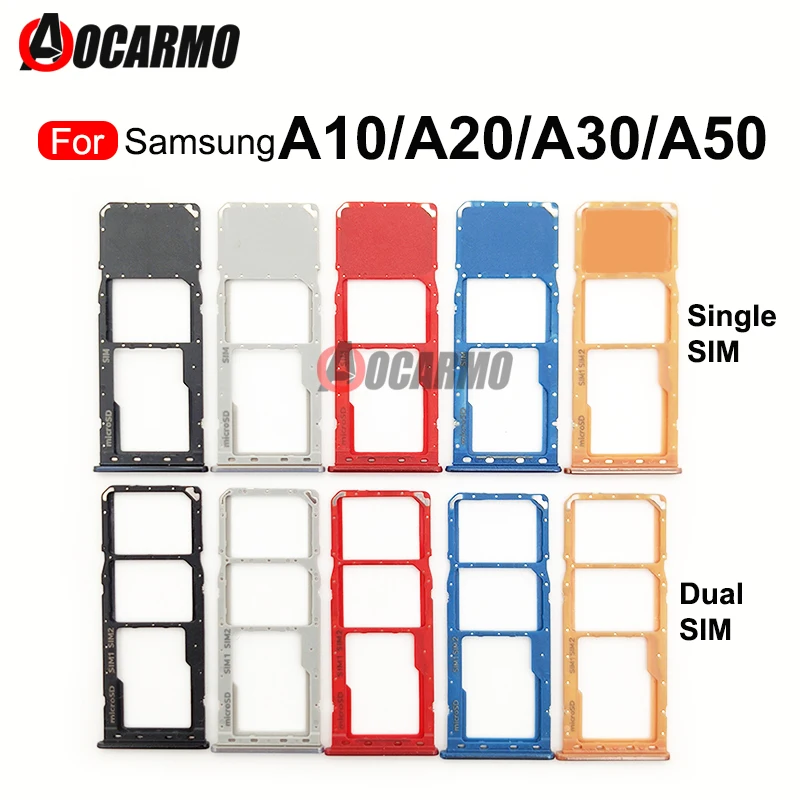 Aocarmo Sim Card Tray SD Reader Holder For Samsung Galaxy A10 A105F A20 A205F A30 A305F A50 A505F SIM Card Tray Slot Holder