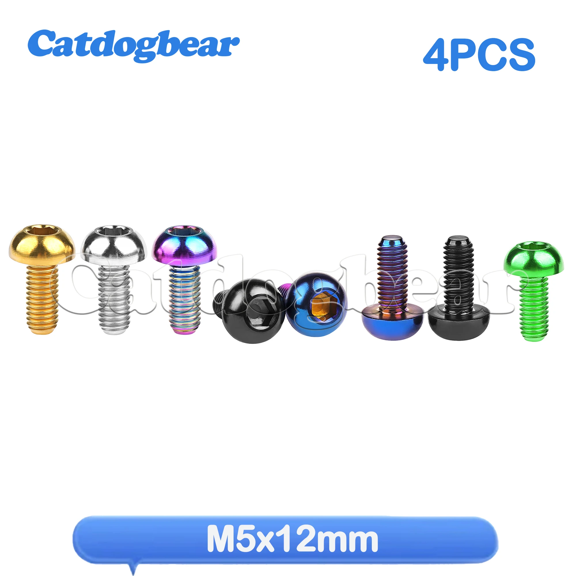 Catdogbear 4PCS Titanium Bolts M5x12mm Hexagon Socket Bolts Dome Head Bicycle Bottle Cage Screws