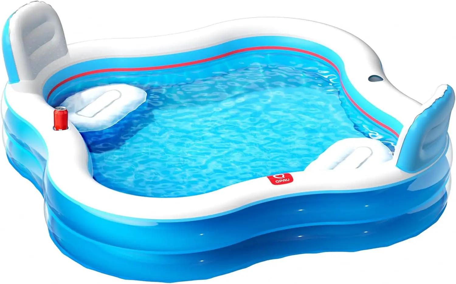 

Large Inflatable Pool with 2 Seats and Backrests, 80x80x27 Inches for Family Outdoor Fun