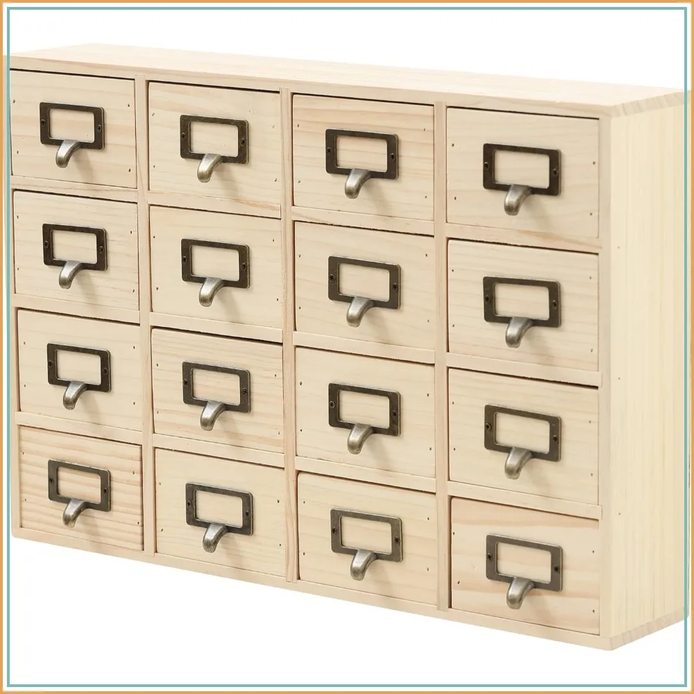 

16-Drawer DIY Wood Desk Organizer – Unfinished, Customizable for Crafts & Office