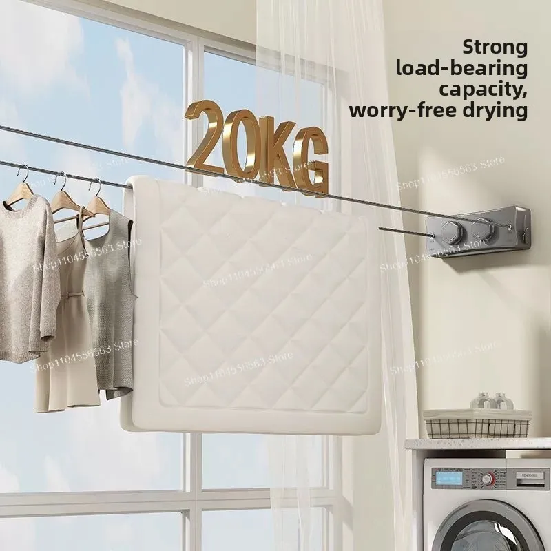 Invisible clothesline, no punching indoors, balcony shrinkage artifact, bathroom drying rack, wire rope