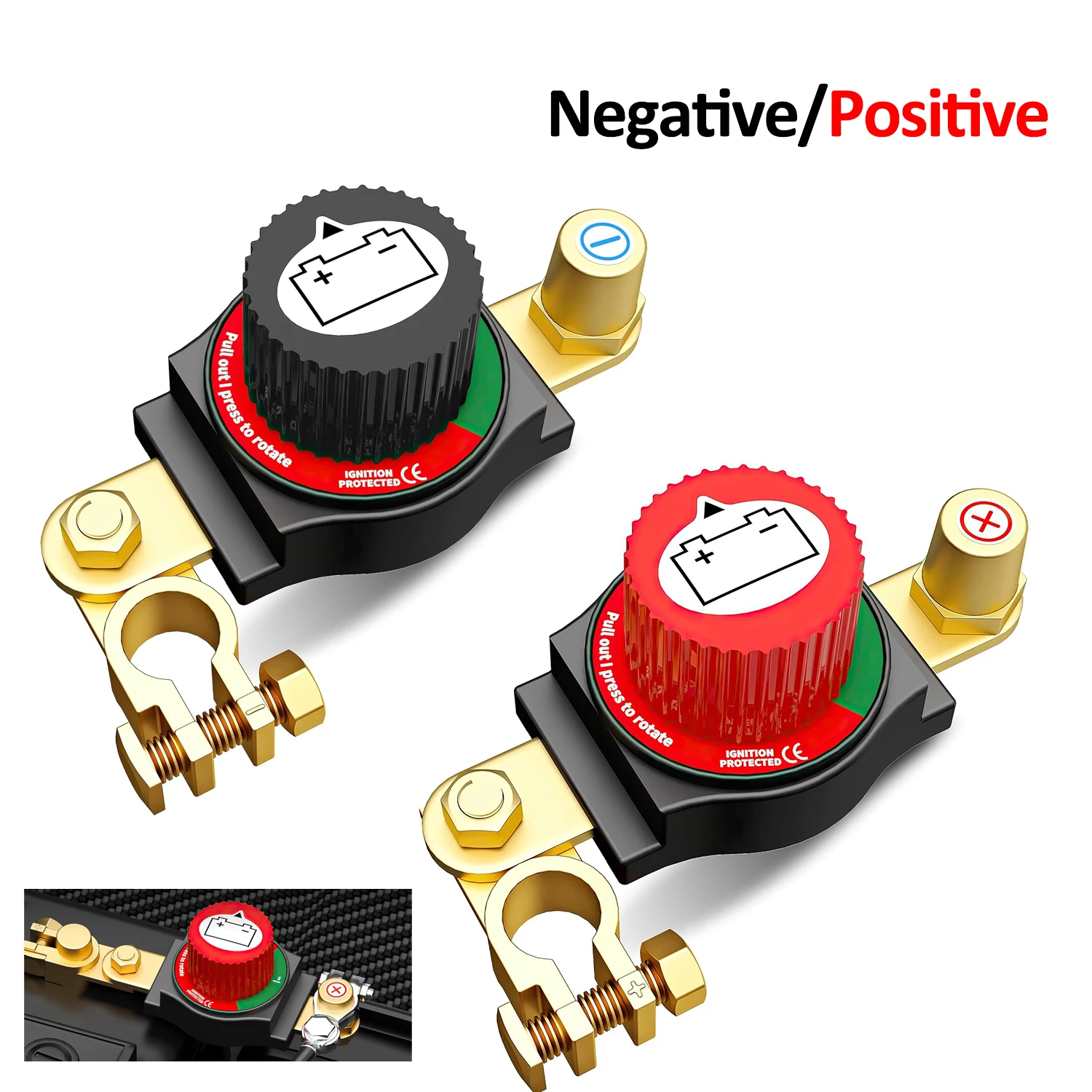 300A Car Battery Disconnect Switch Top Post Battery Disconnect Switch 12V-48V Battery Cut/Shut Off Switch for Car RV Truck Boat