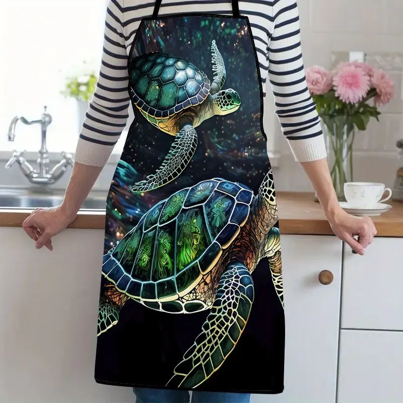 1pc,Glowing Sea Turtles UnderwaterSuitable For Ladies And Gentlemen A Kitchen Cooking Apron That Is Essential For Household Chor