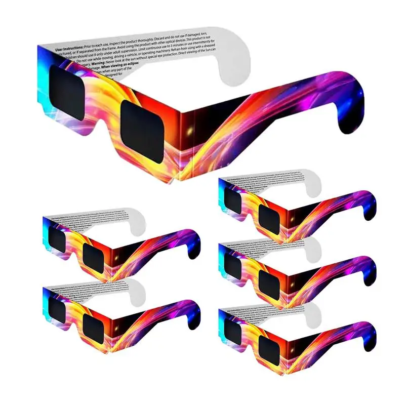 6 Pcs Solar Eclipse Glasses Safety Sun Viewing Paper Glasses Ultraviolet Blocking Unisex Eyewear Sun Observation Sunglasses