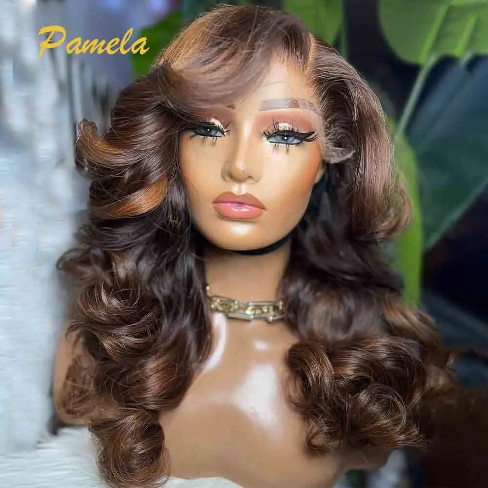 250% Density Body Wave Ombre 4/27 Blonde Colored 13x6 HD Transparent Lace Front Glueless Human Hair Wig Preplucked Ready To Wear