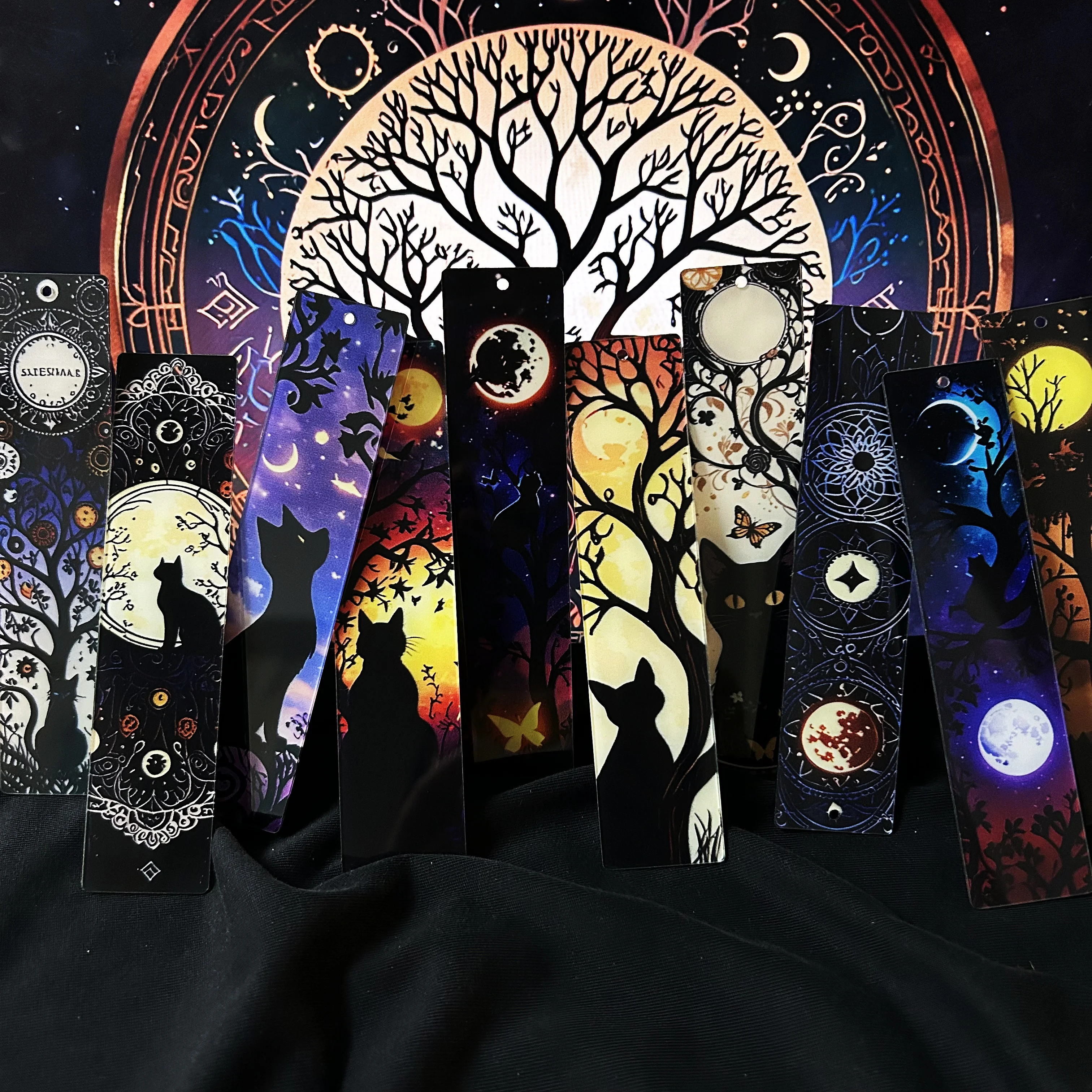 10 sztuk akrylowe zakładki artykuły do nauki dla uczniów artykuły papiernicze prezenty wystrój prezenty książka biuro drzewo życia Halloween czarny kot