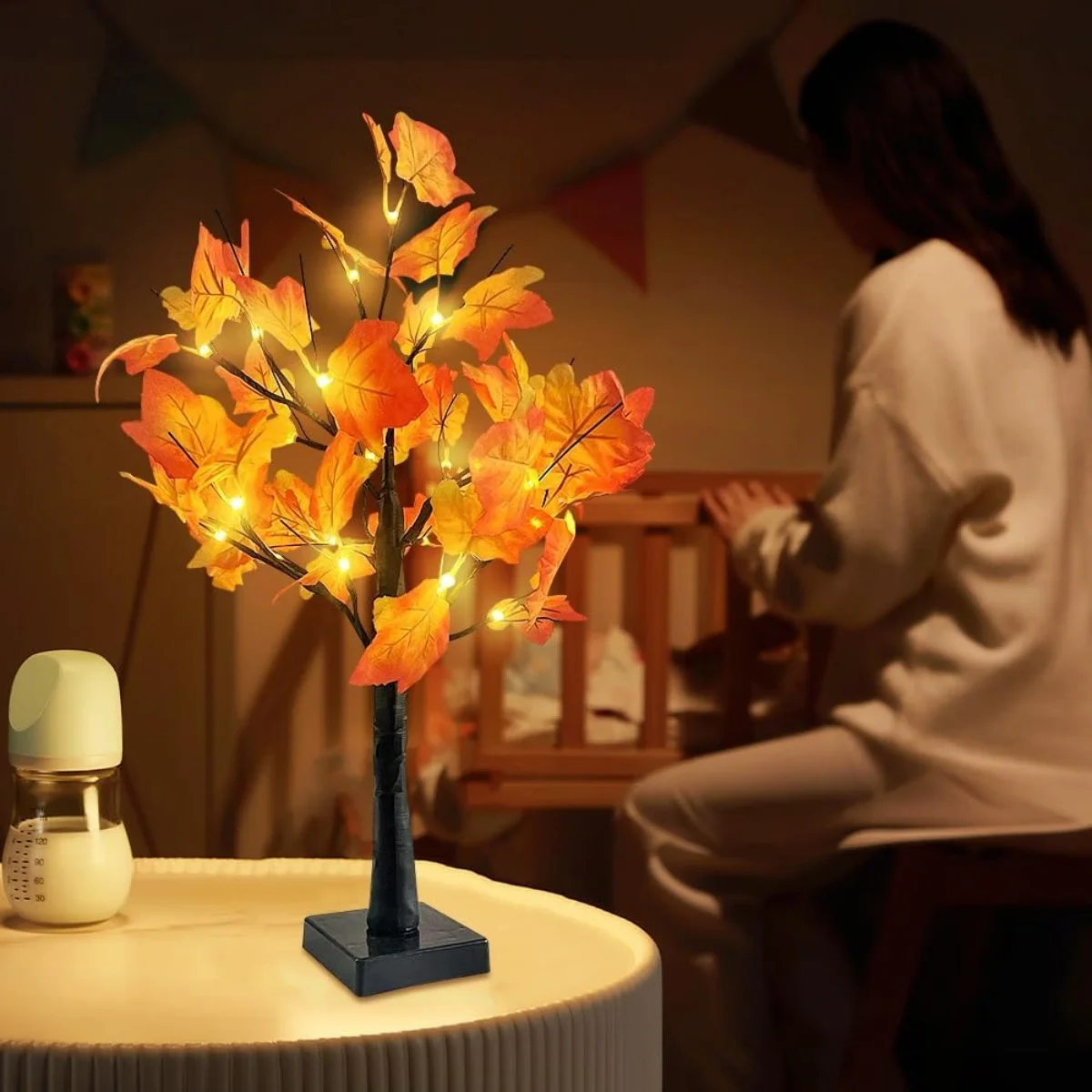 1 قطعة 24 LED الاصطناعي الأسود شجرة البتولا ضوء DIY فروع الجدول مصباح لهدايا الخريف غرفة نوم المنزل عطلة حفلة ديكور الهالوين